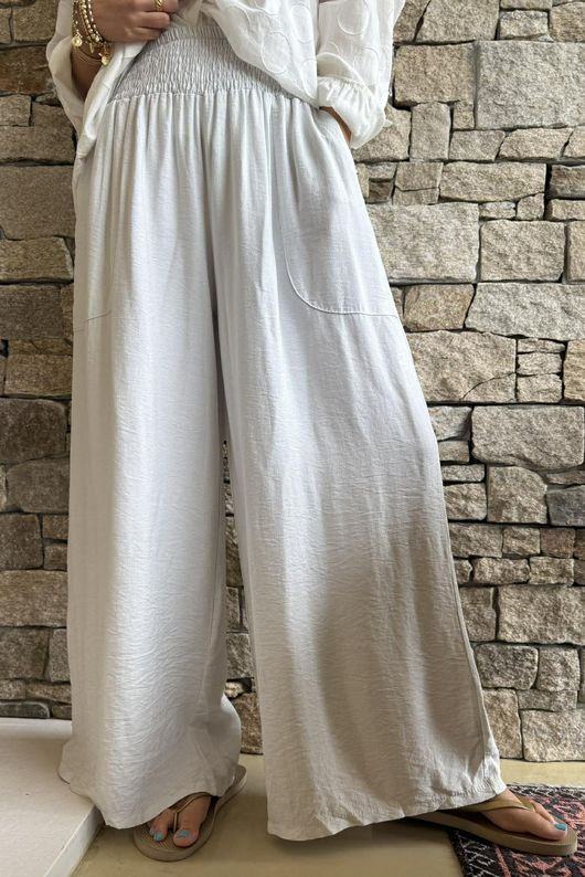 Basso Shirring Wide Leg Pant Clay